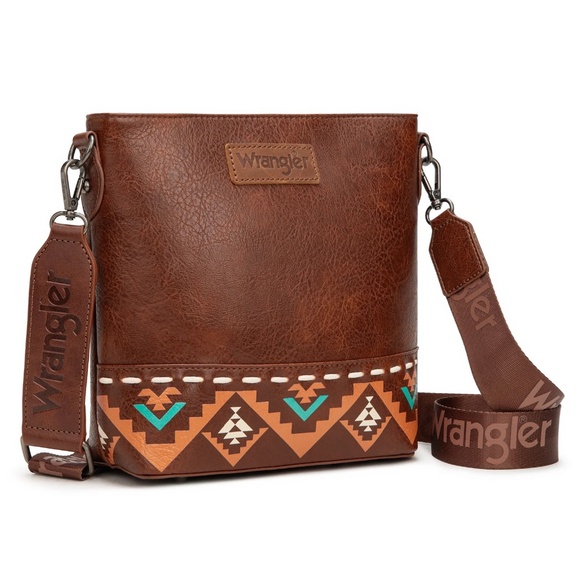 Wrangler Aztec Print Crossbody Bag Brown - Picture 1 of 4